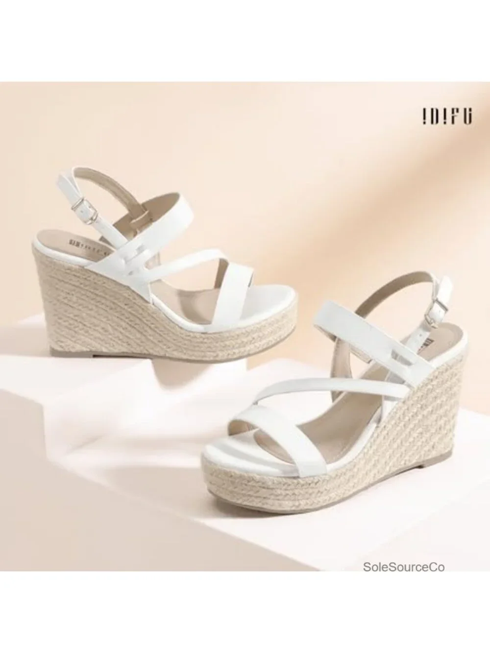 Espadrille Wedge Sandals Strappy Platform Heels 4 Inch Ankle Strap